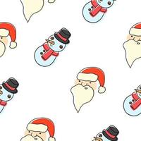 Merry Christmas seamless pattern. Vector elements in cartoon flat style isolated on white background.