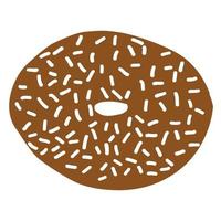 rosquilla anillo en dibujos animados plano estilo. blanco vidriado asperja en un chocolate base dulce panadería. vistoso caramelo para fiesta y tienda. delicioso rosquilla. vector ilustración aislado en blanco antecedentes.