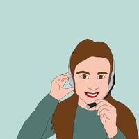 Smiling operator at call center in Vector format