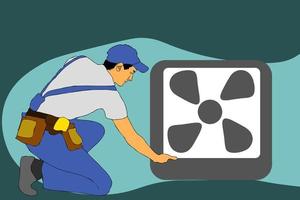 Service for repair and maintenance of air conditioners. Vector illustration in a flat style