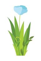 Green grass Illustration. Green lawn, flower, natural borders, herbs. Flat vector illustrations for spring, summer, nature, ground, plants concept.