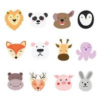 Cute Baby Animal Face Illustration. Exotic and cute animal face. Characters portrait cute animal face on white background. vector