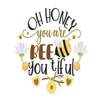 Bee Quotes Illustration. Motivational Inspirational Quotes Design With Bees Illustration. vector