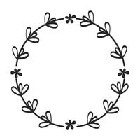 Hand drawn floral wreath. Botanical frames of wild flowers, herbs, branches for wedding decoration, design projects. Vector illustration.