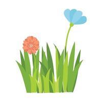 Green grass Illustration. Green lawn, flower, natural borders, herbs. Flat vector illustrations for spring, summer, nature, ground, plants concept.