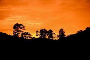 Sunset behind mountains photo