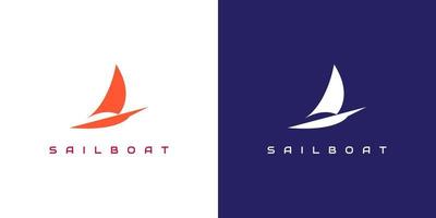 Creative sailboat logo design vector template With Double Background