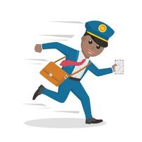 postman african running delivering letter vector