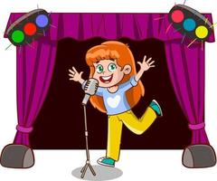 children singing and dancing cartoon vector