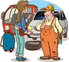 automobile mechanic man working vector illustration