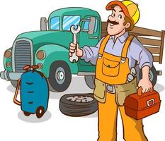 automobile mechanic man working vector illustration