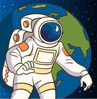 espacio y astronauta dibujos animados vector