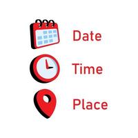 Date, Time, Address or Place Icons Symbol vector