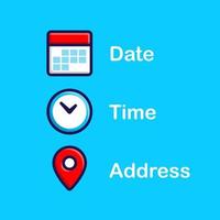 Date, Time, Address or Place Icons Symbol vector