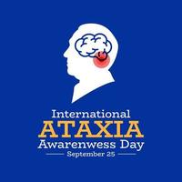 internacional ataxia conciencia día diseño. silueta de antiguo personas con cerebelo, sesos, neurona vector