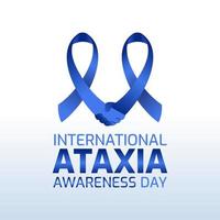 international ataxia awareness day design. world ataxia day with shiny blue ribbon illustration vector