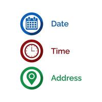 Date, Time, Address or Place Icons Symbol vector