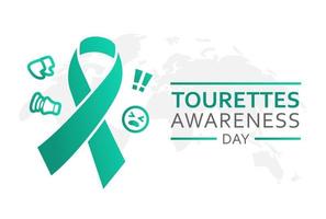 Tourettes conciencia día diseño. tourette síndrome mes concepto con verde azulado cinta vector