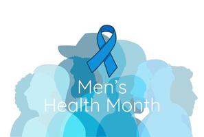 de los hombres salud mes diseño con azul conciencia cinta. grupo de hombre silueta. hombres y padre día vector