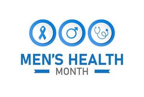 Men's Health Month Design with blue awareness ribbon concept vector