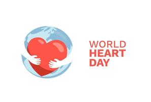 World Heart Day, The Earth hugging heart symbol. World Health Care concept illustration vector