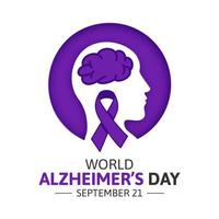 World Alzheimer's Day Concept Design. Alzheimer awareness illustration wirh purple ribbon vector