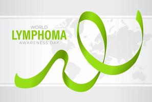 World Lymphoma day design, lime green ribbon illustration for lymphoma awareness day vector