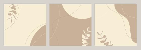 Templates beige pastel abstract boho style, social stories square layout, banner and advertising design, brochure.