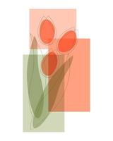 Bouquet of Tulips stylized, red and green color. vector
