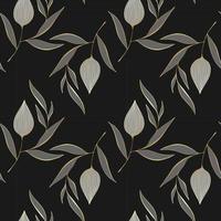 Physalis monochrome doodling pattern on black background. vector