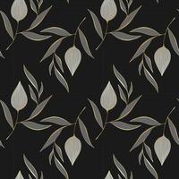 Physalis monochrome doodling pattern on black background. vector