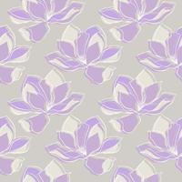 magnolia Violeta patrón, contorno flores vector