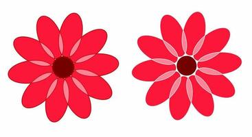 Set red flower for eco symbol, logo, icon, print. Element for design. vector