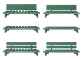 Park bench collection in cartoon style vector illustration isolated on white