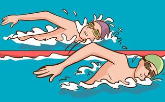 Swimmer swimming in pool cartoon vector