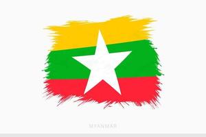 Grunge flag of Myanmar, vector abstract grunge brushed flag of Myanmar.