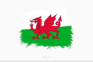 Grunge flag of Wales, vector abstract grunge brushed flag of Wales.