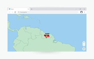 navegador ventana con mapa de surinam, buscando Surinam en Internet.