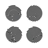 Set of Circle Fingerprint icons design for app. Finger print flat scan. Personal Id for authorization. Vector illustration isolated on white background