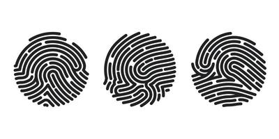 Set of Circle Fingerprint icons design for application. Finger print flat scan. Vector illustration isolated on white background