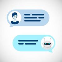 Chatbot robot concept. Dialog help service. User and bot speech messages. Vector illustration