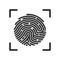 Circle Fingerprint icon design for app. Finger print flat scan. Simple imprint web icon. Vector illustration