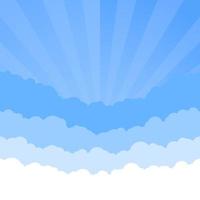 Clouds sky with retro style sunrise. Skyline texture. Sky background. Paper clouds layers. Vector illustration
