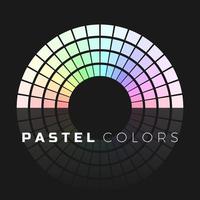 Discrete set of pastel shades. Semicircle color palette. Pastel color spectrum. Vector illustration isolated on dark background