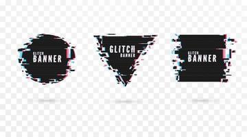 Geometric shape banner with distortion effect - Glitch. Digital technology modern poster and flyer template. Vector illustration