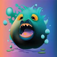 Scared germs blob cartoon vector