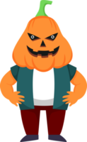 Halloween character kid cartoon in Halloween pumpkin costume. png