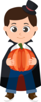 Halloween character kid cartoon in Halloween pumpkin costume. png