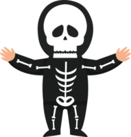 Halloween kid cartoon character in Halloween skeleton costume png