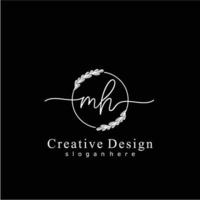inicial mh belleza monograma y elegante logo diseño, escritura logo de inicial firma, boda, moda, floral y botánico logo concepto diseño. vector